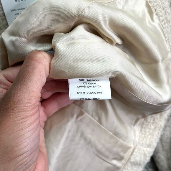 Eileen Fisher Jacket Women’s S Wheat Airy Boucle Italian Wool Shawl Collar Long - Picture 8 of 10